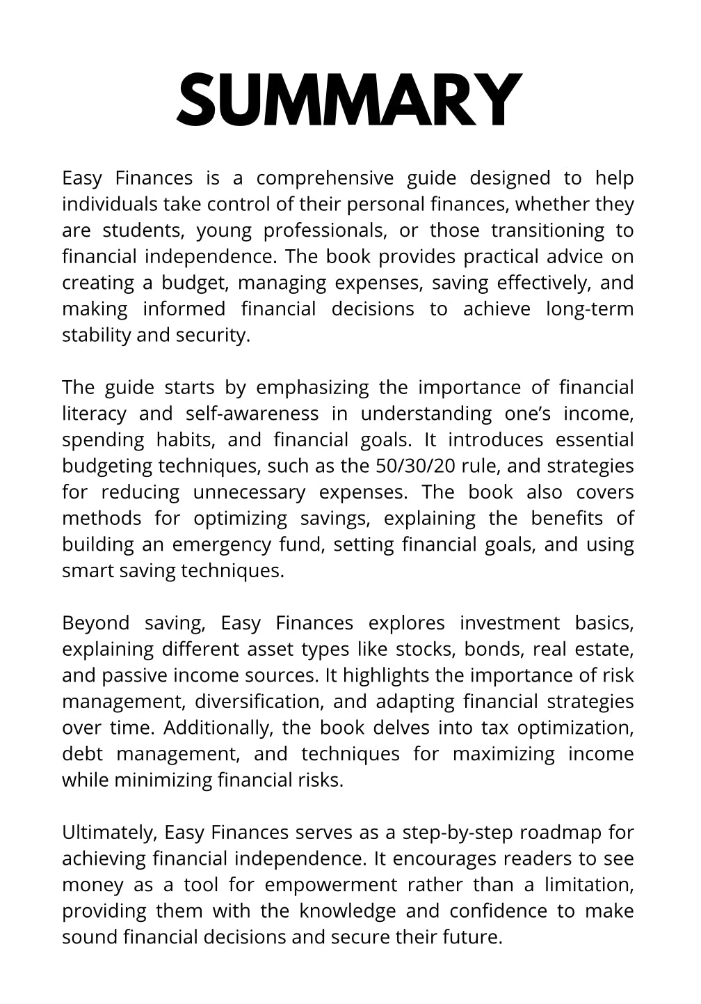 Easy Finances : A practical guide to managing your budget and achieving your goals