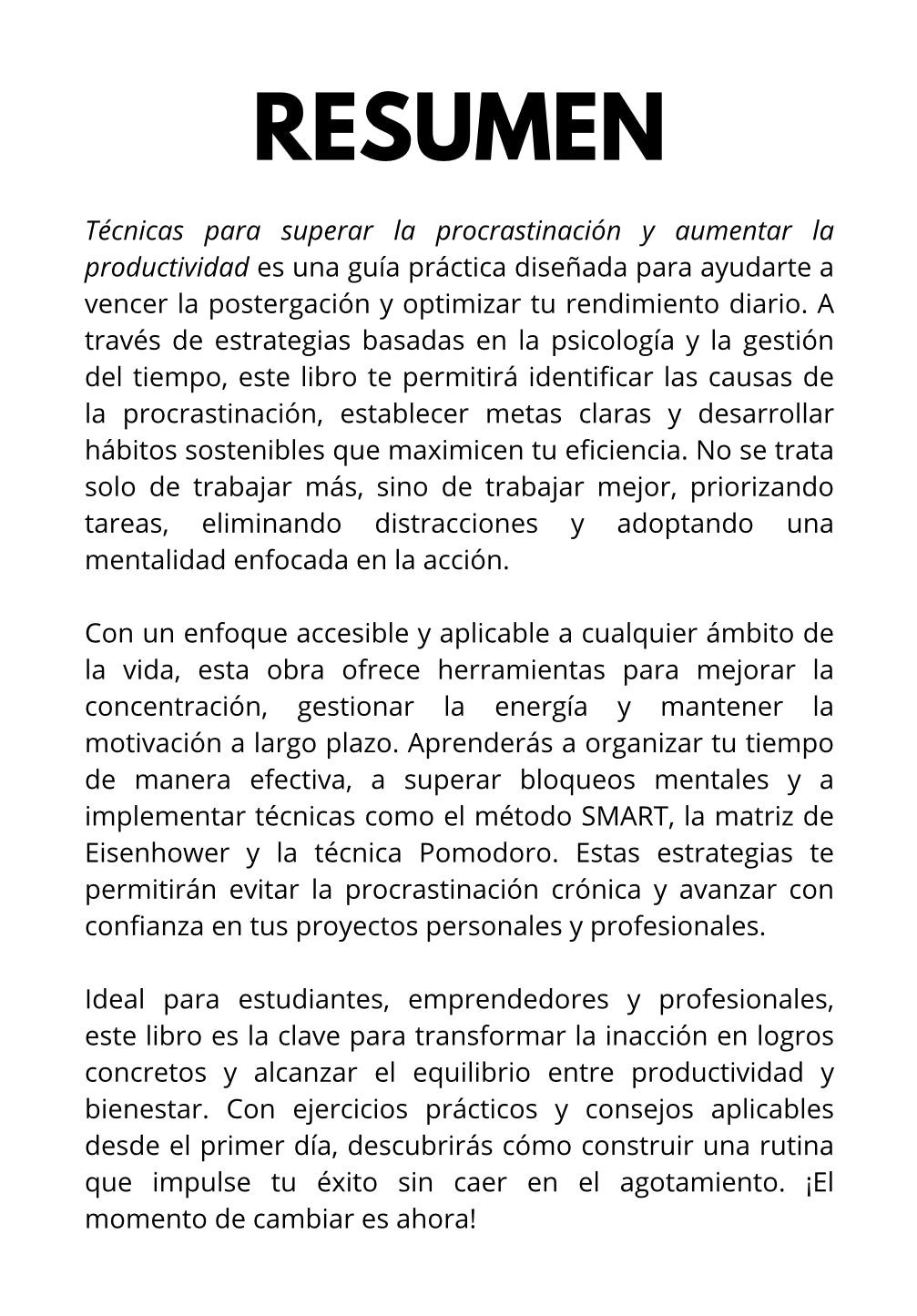 Técnicas para superar la procrastinación y aumentar la productividad