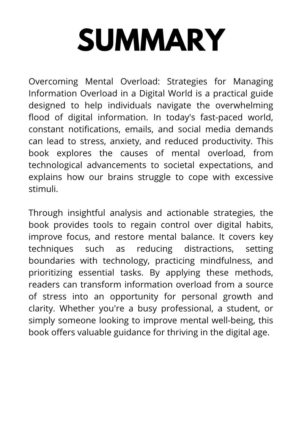 Overcoming Mental Overload: Strategies for Managing Information Overload in a Digital World