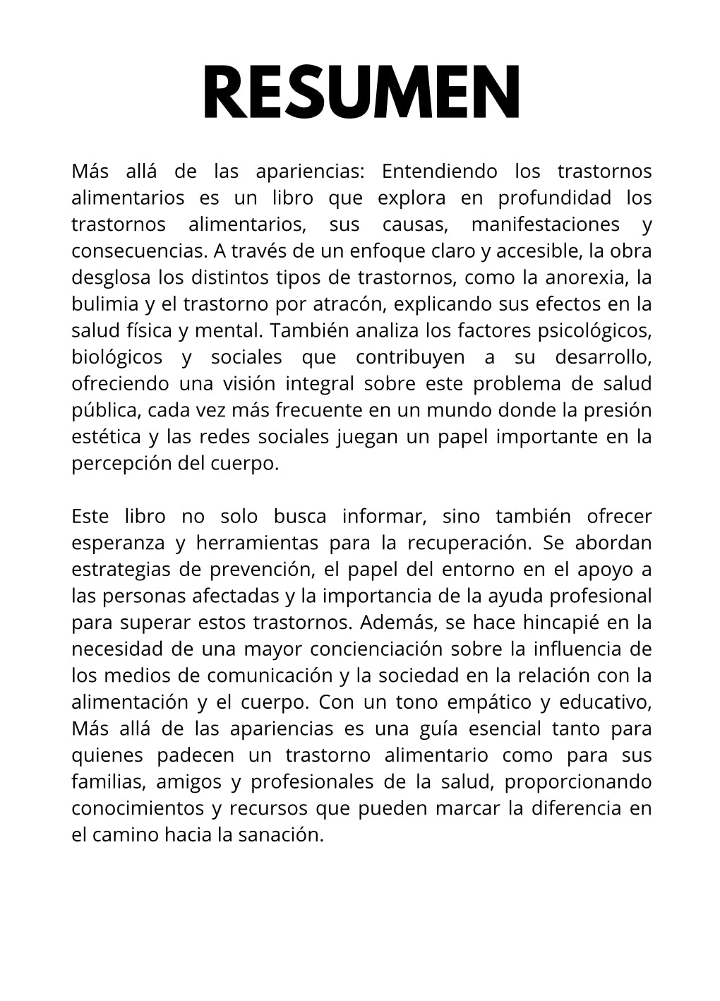 Más allá de las apariencias: Entendiendo los trastornos alimentarios